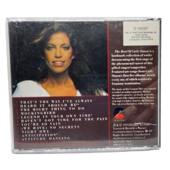Carly Simon The Best Of Adult Contemporary Pop Easy Listening Music CD Elektra - Picture 3 of 3